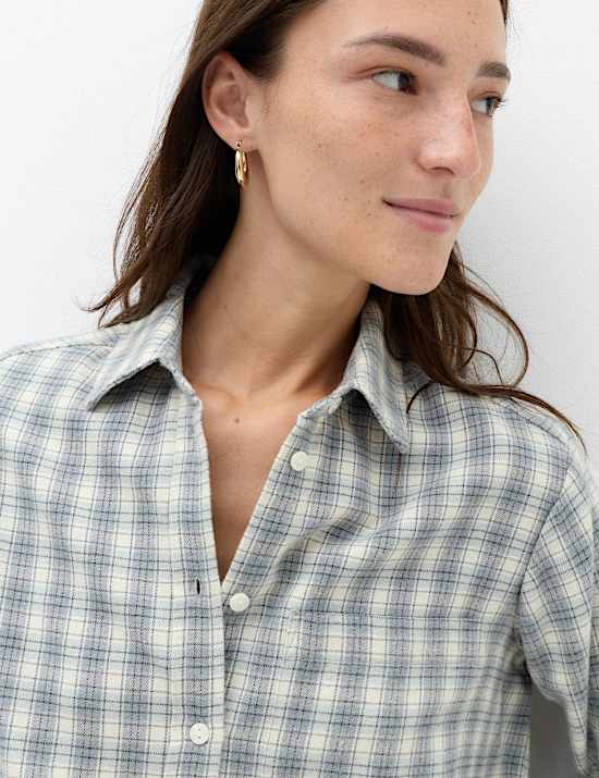 Pure Cotton Checked Collared Shirt