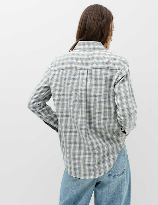 Pure Cotton Checked Collared Shirt