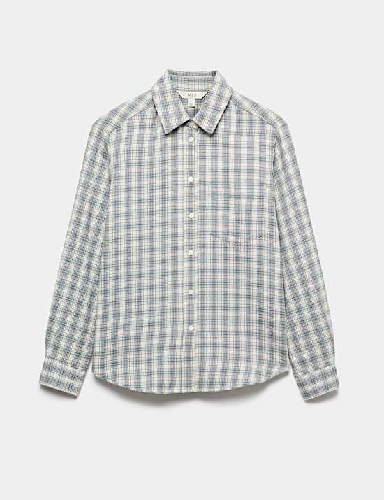 Pure Cotton Checked Collared Shirt