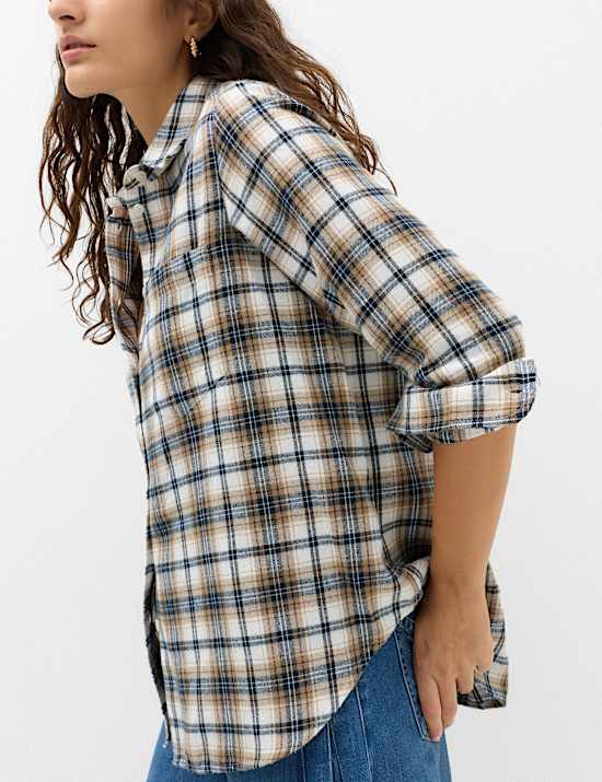 Pure Cotton Checked Collared Shirt