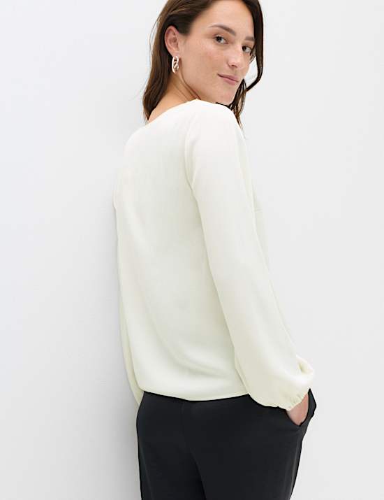 Satin V Neck Lace Detail Top