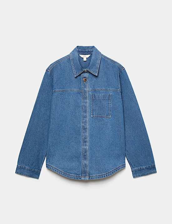 Pure Cotton Button Detail Collared Shirt
