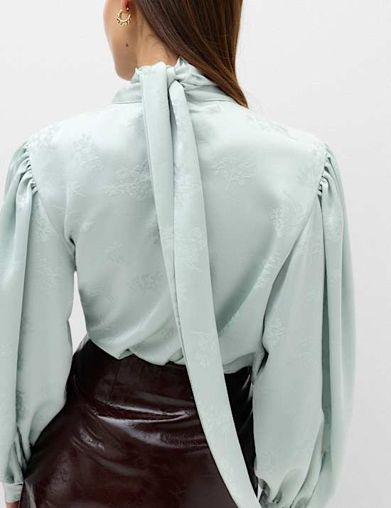 Jacquard High Neck Blouse