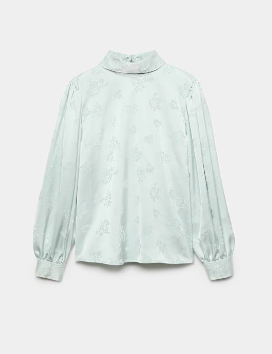Jacquard High Neck Blouse