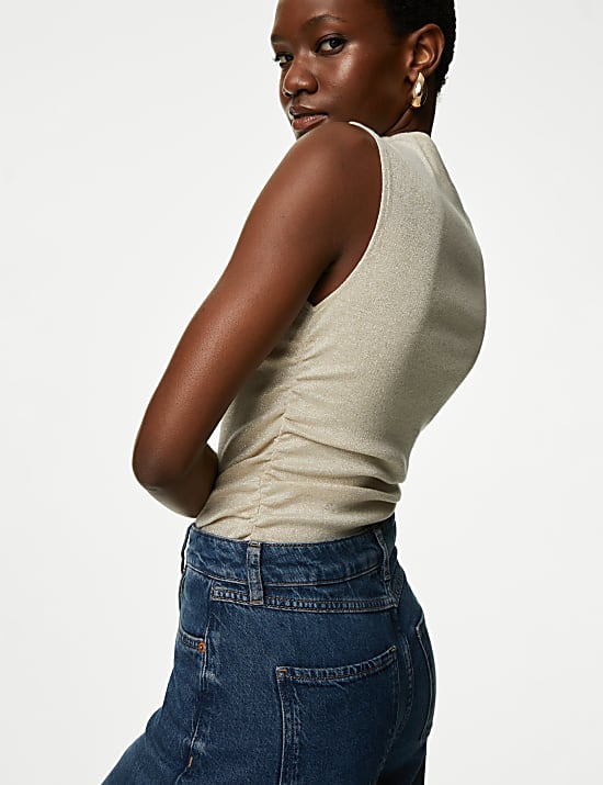 Lurex top met ruches