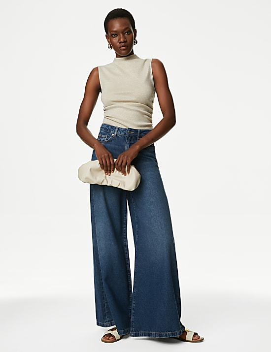 Lurex top met ruches