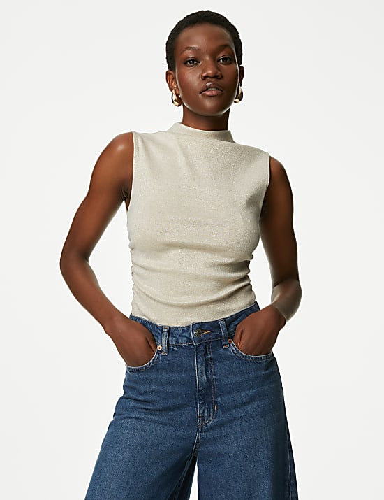 Lurex top met ruches