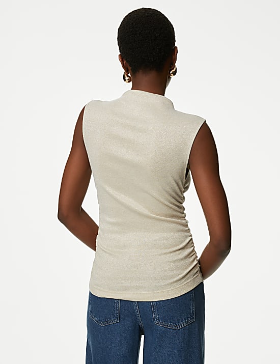 Lurex top met ruches