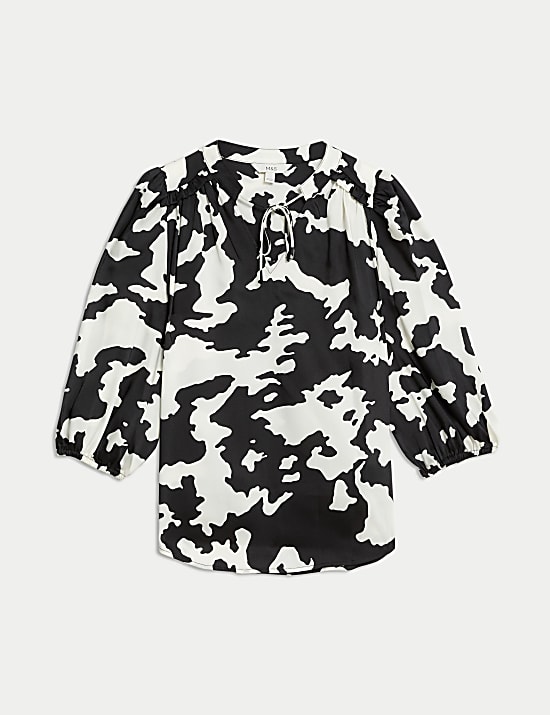 Halenka přes hlavu s vázankou u krku a potiskem