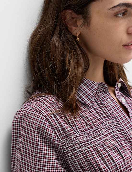 Marszczona koszula z kołnierzem 100% bawełny