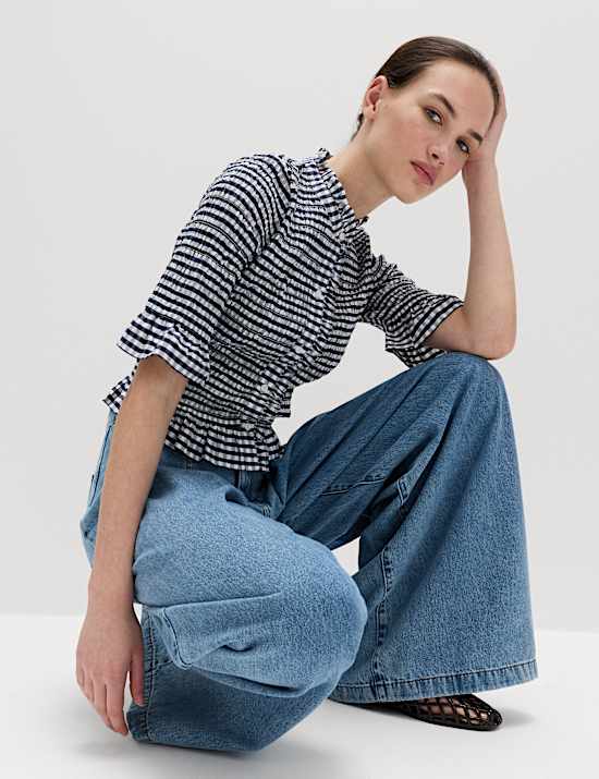 Kostkovan&aacute; řasen&aacute; ko&scaron;ile z čist&eacute; bavlny