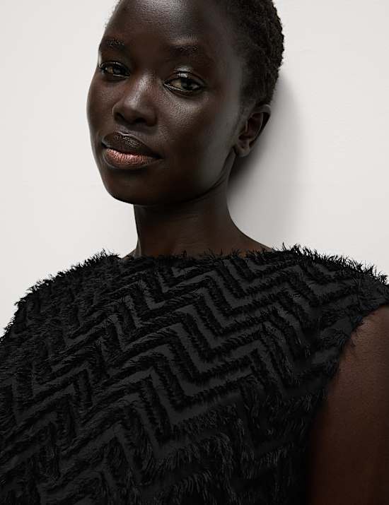 Top à manches courtes et motif jacquard