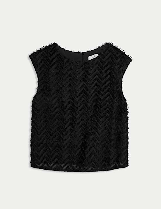 Top à manches courtes et motif jacquard