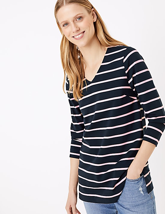 Striped 3/4 Sleeve Tunic