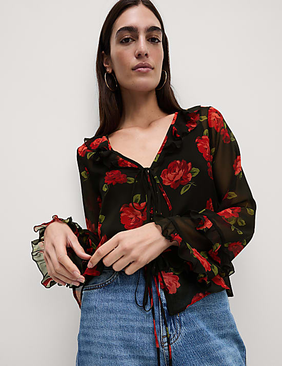 Floral V-Neck Blouse