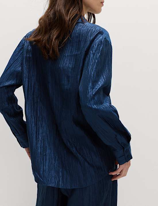 Lyocell Rich Crinkle Collared Shirt