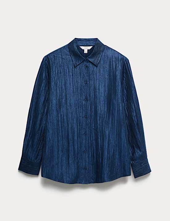 Lyocell Rich Crinkle Collared Shirt