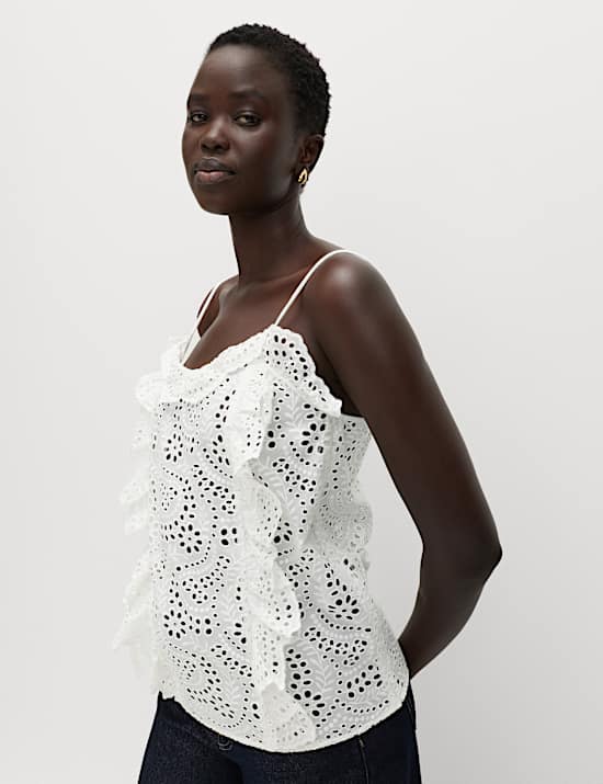 Pure Cotton Broderie Ruffle Cutwork Cami