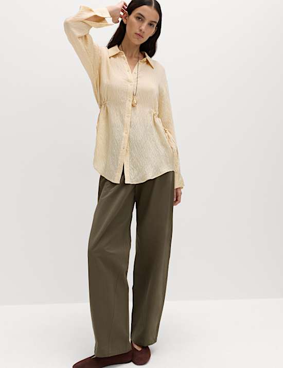 Drawcord Collared Shirt