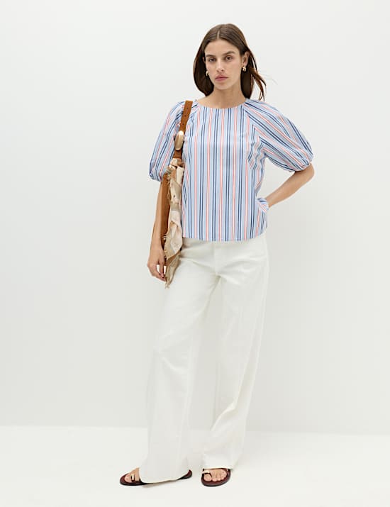 Pure Cotton Printed Puff Sleeve Blouse