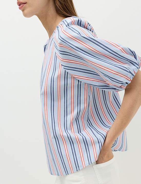 Pure Cotton Printed Puff Sleeve Blouse