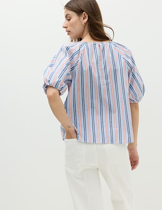 Pure Cotton Printed Puff Sleeve Blouse