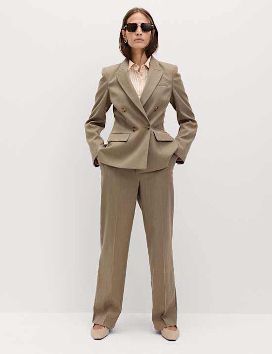 Chemise &agrave; encolure et rayures avec lin