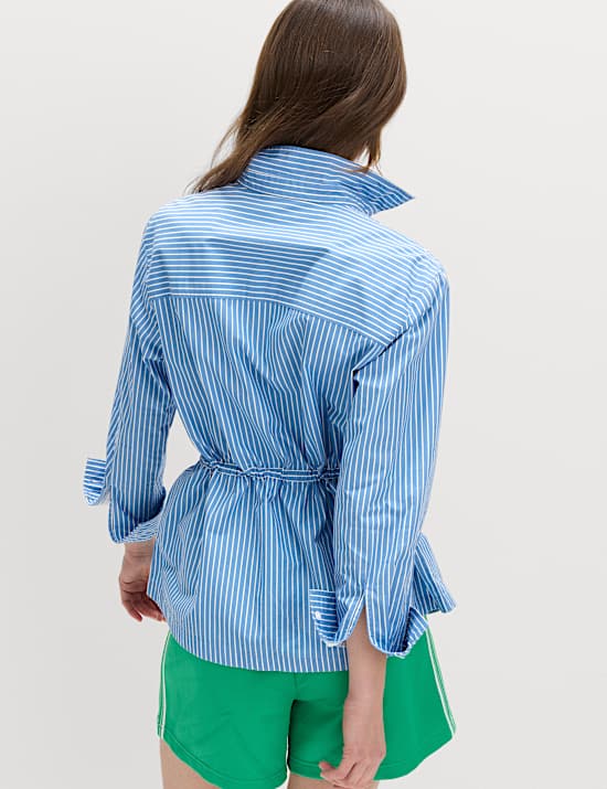 Gestreiftes Shirt aus reiner Baumwolle mit Kordelzug