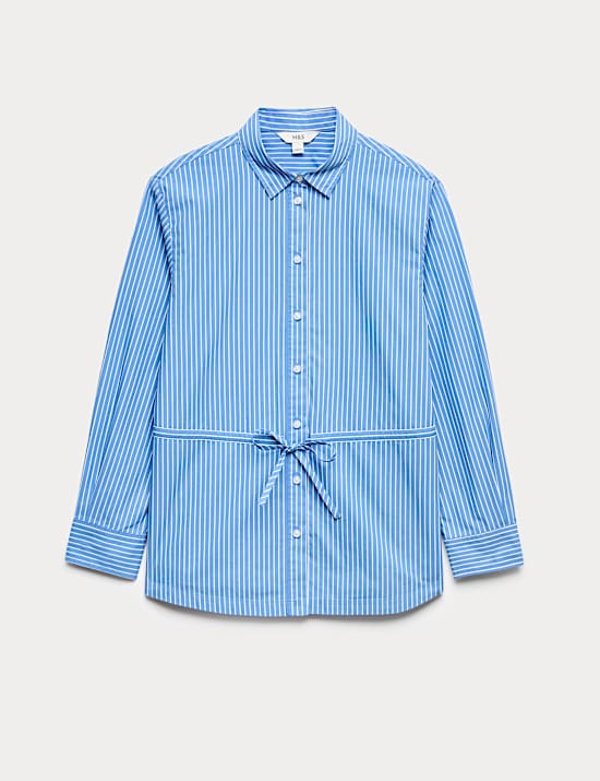 Gestreiftes Shirt aus reiner Baumwolle mit Kordelzug