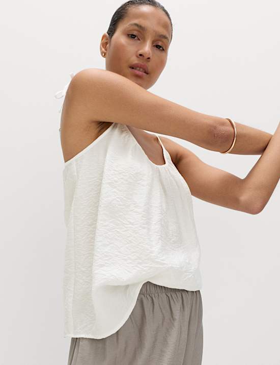 Textured Tie Detail Cami Top