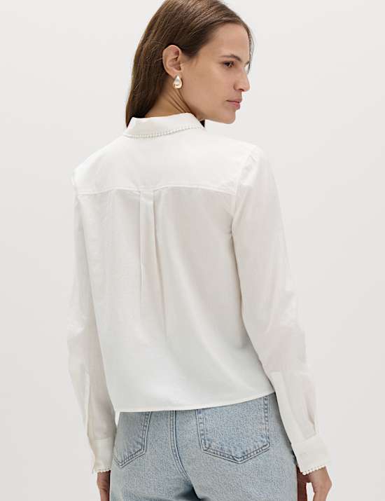 Pure Cotton Embroidered Collared Shirt