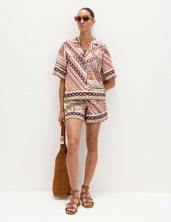 Geometric Printed Button Through Shirt