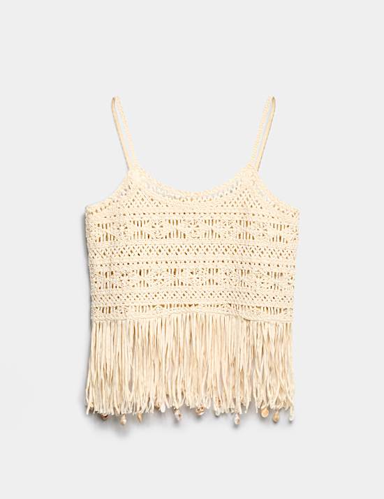 Pure Cotton Crochet Style Shell Top