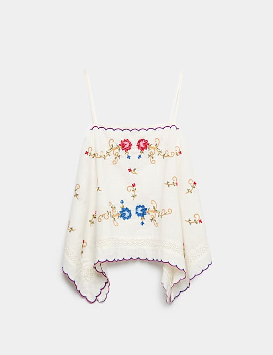 Pure Cotton Boho Embroidered Cami Top