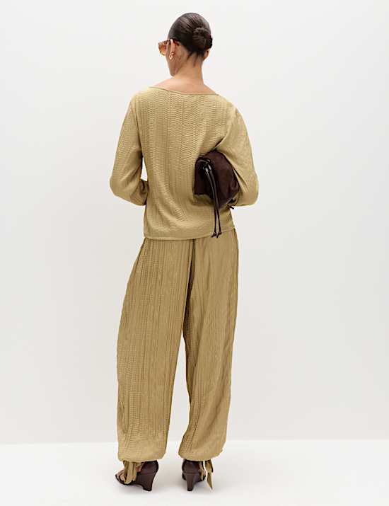 Textured Slash Neck Blouse