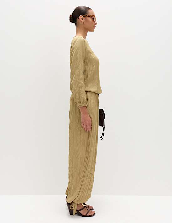 Textured Slash Neck Blouse