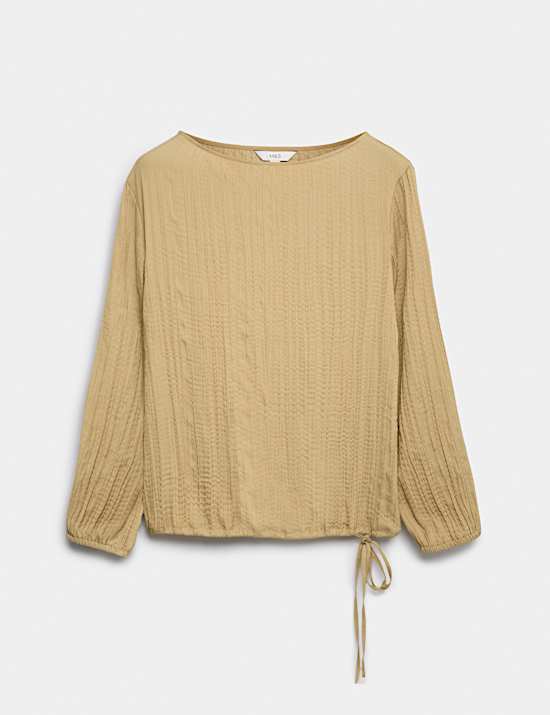 Textured Slash Neck Blouse