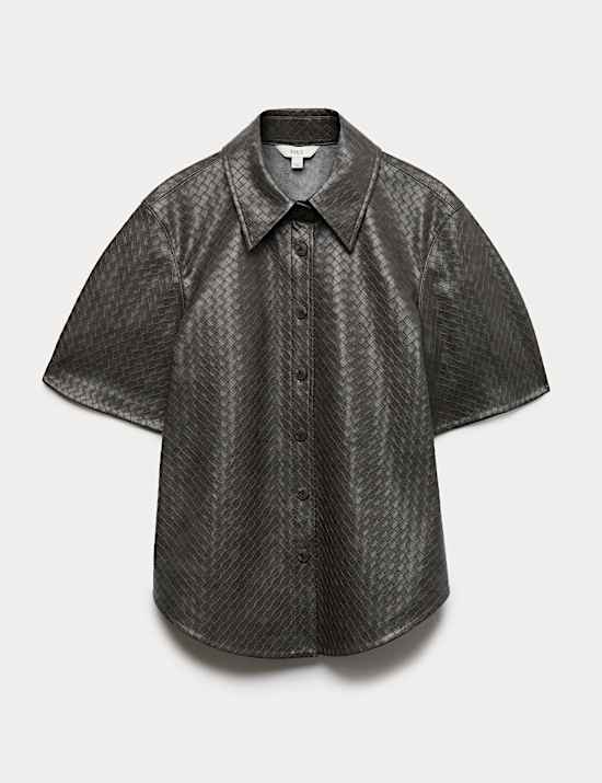 Faux Leather Woven Effect Shirt
