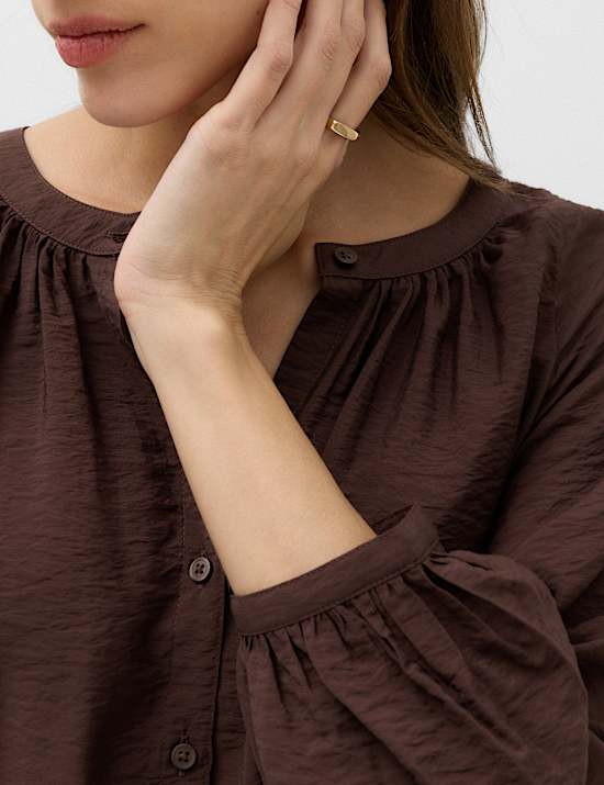 Durchgekn&ouml;pfte Bluse mit Kordelzug