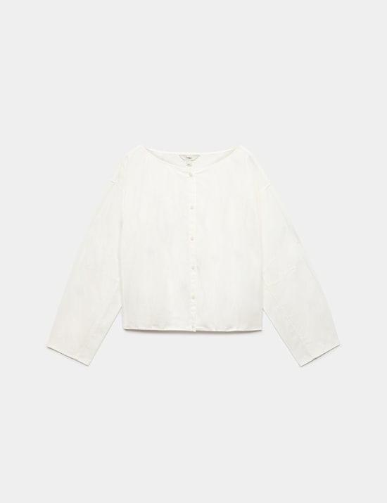 Pure Cotton Polka Dot Barrel Sleeve Blouse