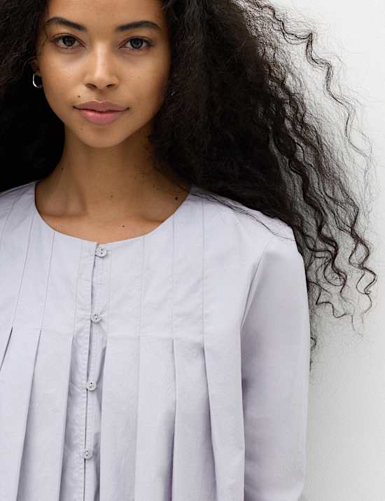 Blouse van puur katoen met plooidetail