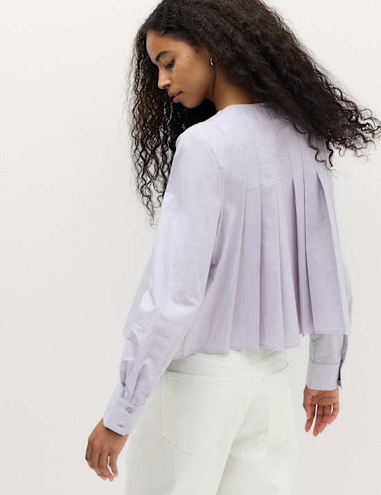 Blouse van puur katoen met plooidetail