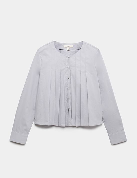 Blouse van puur katoen met plooidetail