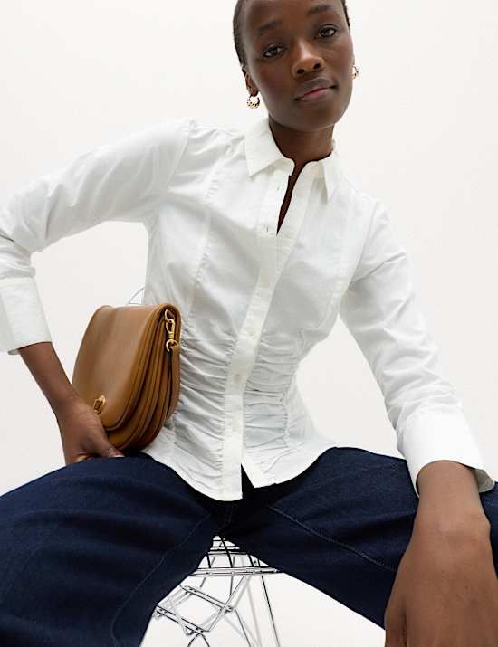 Pure Cotton Ruched Detail Shirt