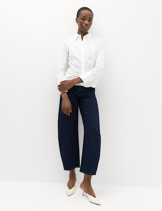 Pure Cotton Ruched Detail Shirt