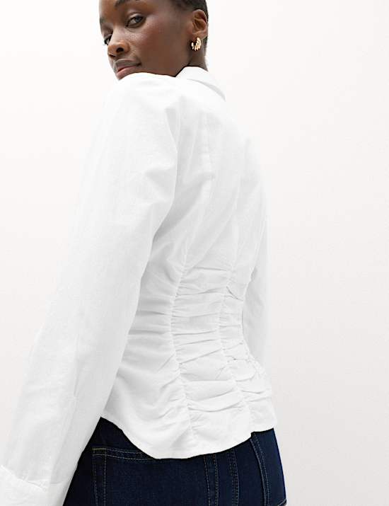 Pure Cotton Ruched Detail Shirt