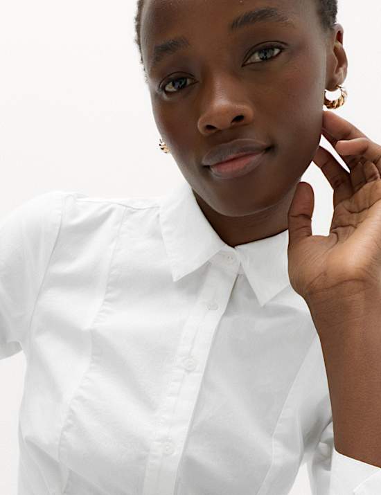 Pure Cotton Ruched Detail Shirt