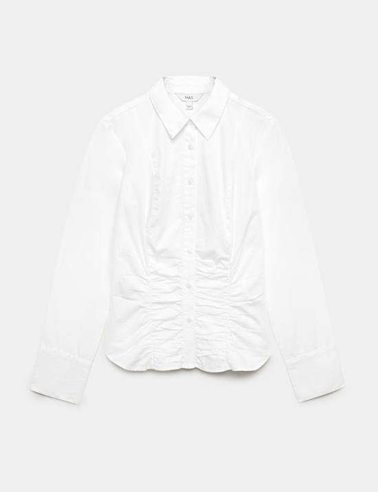 Pure Cotton Ruched Detail Shirt