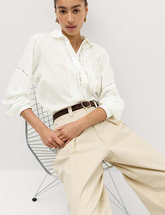 Pure Cotton Embroidered Collar Shirt