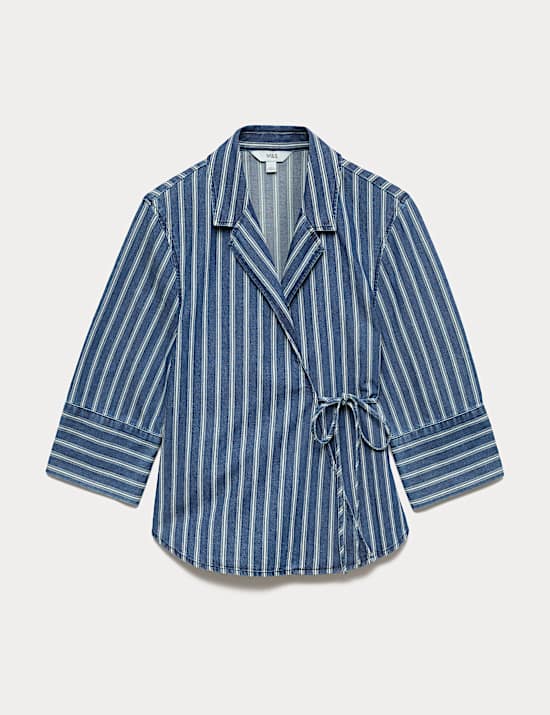 Denim Striped Wrap Shirt